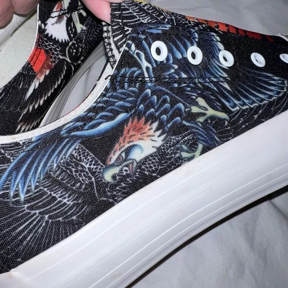 Y2K Ed Hardy Laceless Slip On Shoes Vintage Sneakers Womens Size 10 Eagle Tattoo - Picture 2 of 9